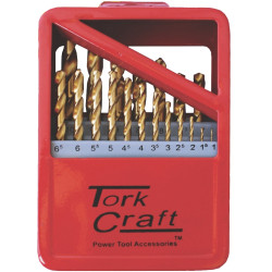 Drill Bit Set 19pce Tin. Coated Metal Case
