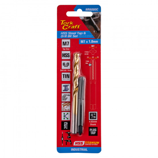 Tap Hss 7x1.0 & Drill 6.0mm 2pc Set Tap Hss 7x1.0 & Drill 6.0mm 2pc Set