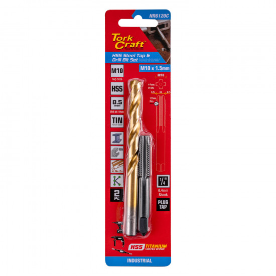 Tap Hss 10x1.5 & Drill 8.5mm 2pc Set Tap Hss 10x1.5 & Drill 8.5mm 2pc Set