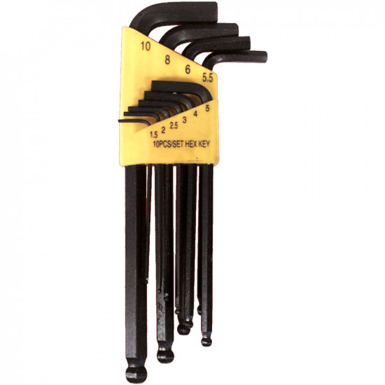 Hex Key Set 10pc Ball Point 1.5-10mm Carded Cr-v Hex Key Set 10pc Ball Point 1.5-10mm Carded Cr-v