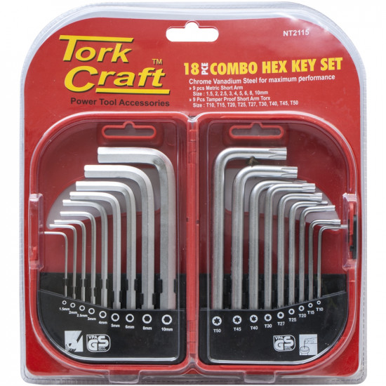 18pc Combo Hex Key Chrome Vanadium Set 18pc Combo Hex Key Chrome Vanadium Set