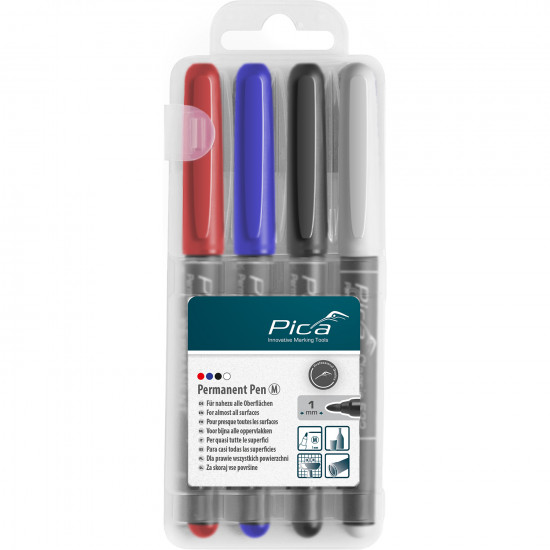 Permanent Pen 4pcs Set Medium Ass. Colors With Instand-white Pen Permanent Pen 4pcs Set Medium Ass. Colors With Instand-white Pen