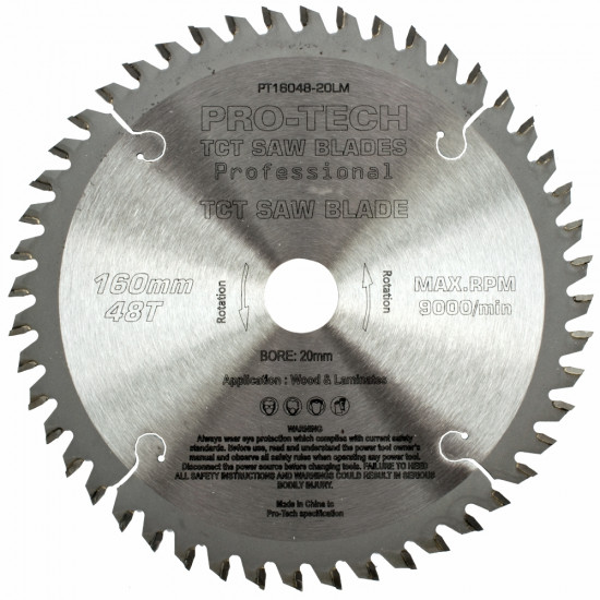 Saw Blade Tct 160x2.2x20x48t Wood Prof. PRO-TECH Fes. Ts55 Pw1 Saw Blade Tct 160x2.2x20x48t Wood Prof. PRO-TECH Fes. Ts55 Pw1