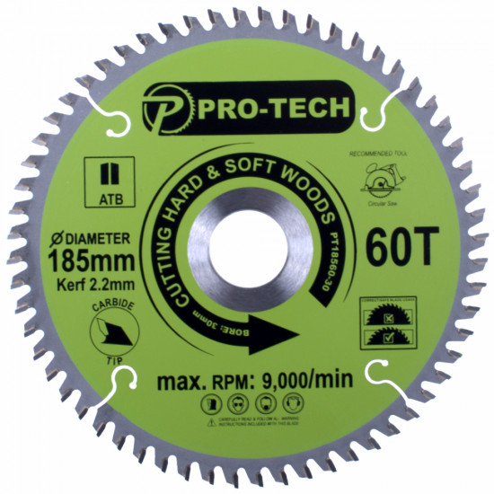 Saw Blade Tct 185 X 2.2 X 30 X 60t Wood Prof.
