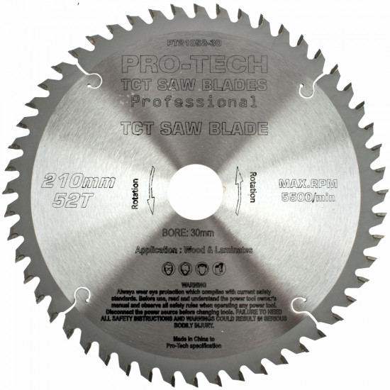Saw Blade Tct 210x2.4x30x52t Wood Prof. PRO-TECH Fes. Ts75 Saw Blade Tct 210x2.4x30x52t Wood Prof. PRO-TECH Fes. Ts75