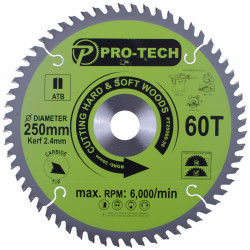 Saw Blade Tct 250 X 2.4 X 30 X 60t Wood Prof.
