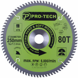 Saw Blade Tct 250 X 2.4 X 30 X 80t Wood Prof.
