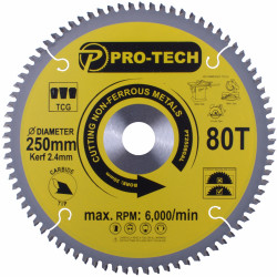 Saw Blade Tct 250 X 2.4 X 30 X 80t Alum. Prof.