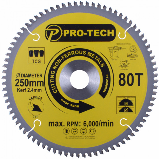 Saw Blade Tct 250 X 2.4 X 30 X 80t Alum. Prof. Saw Blade Tct 250 X 2.4 X 30 X 80t Alum. Prof.