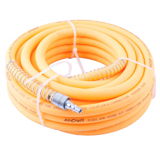 Flex Air Hose Kit 8mm X 10m Orange W/quick Coupler & Connector Yohkon Flex Air Hose Kit 8mm X 10m Orange W/quick Coupler & Connector Yohkon