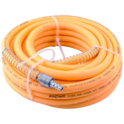 Flex Air Hose Kit 10mm X 10m Orange W/quick Coupler & Connector Yohko