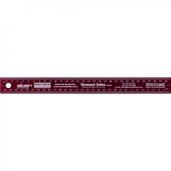 300mm Cork Backed Stainless Steel Ruler Red 300mm Cork Backed Stainless Steel Ruler Red