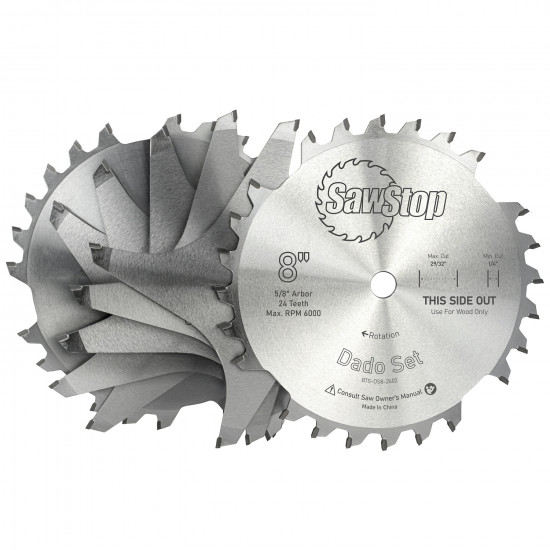 Premium Dado Set 203.2 X 15.875 X 24t 4 X 1/4', 1/8',1/16',3/32' Chip Premium Dado Set 203.2 X 15.875 X 24t 4 X 1/4', 1/8',1/16',3/32' Chip