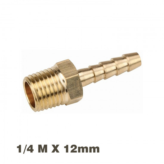 Hose Connector Brass 1/4mx12mm Hose Connector Brass 1/4mx12mm
