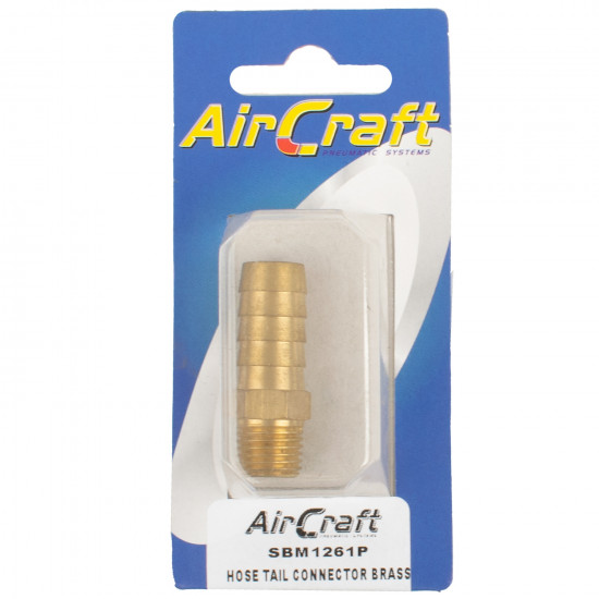 Hose Tail Connector Brass 1/4m X 13mm 1pc Pack Hose Tail Connector Brass 1/4m X 13mm 1pc Pack