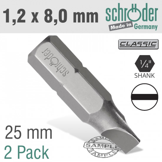 Slotted Bit 1.2x8mm 25mm 2cd Slotted Bit 1.2x8mm 25mm 2cd