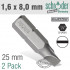 Slotted Bit 1.6x8mm 25mm 2cd
