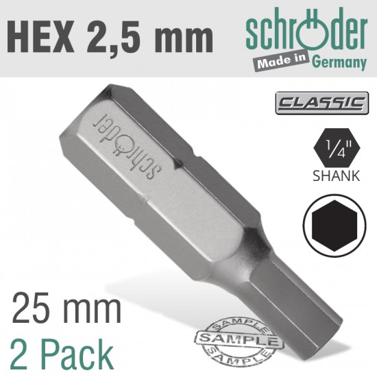 Hex/allen Ins.bit 2.5mm 2/pack Hex/allen Ins.bit 2.5mm 2/pack
