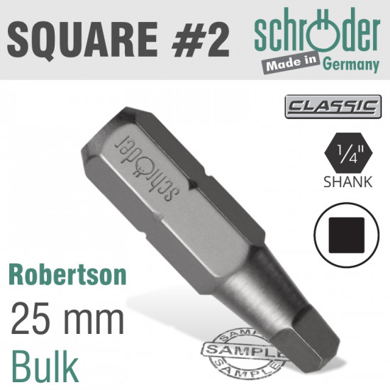 Sq.recess No.2x25mm Insert Bit Sq.recess No.2x25mm Insert Bit