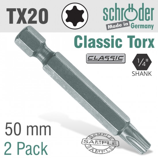 Torx Tx20 Classic Power Bit 50mm 2cd Torx Tx20 Classic Power Bit 50mm 2cd