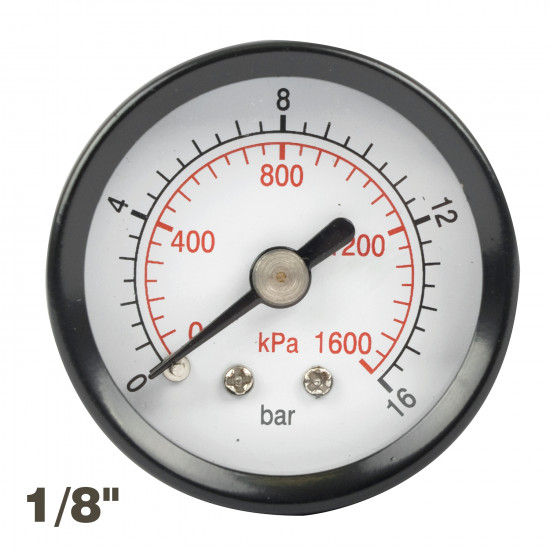 Press. Gauge 40mm 1/8' Rear Fit 0-16bar 0-1600kpa Press. Gauge 40mm 1/8' Rear Fit 0-16bar 0-1600kpa