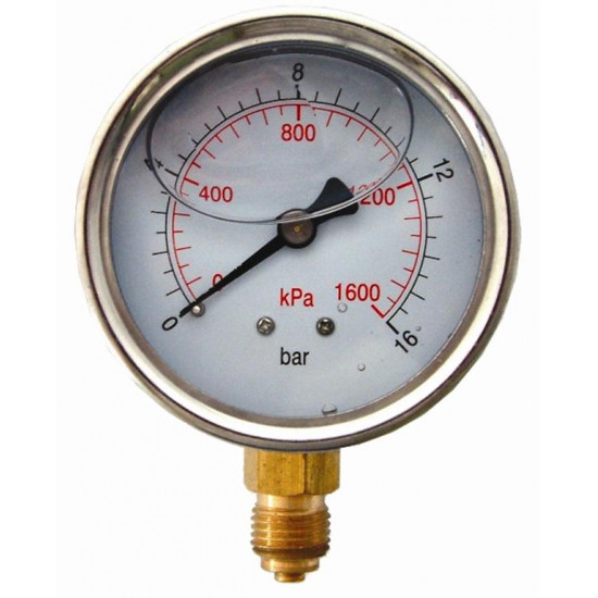 Press. Gauge 63mm Glycerine 1/4' Bot. Fit Metal Case 0-16bar 0-1600kpa Press. Gauge 63mm Glycerine 1/4' Bot. Fit Metal Case 0-16bar 0-1600kpa