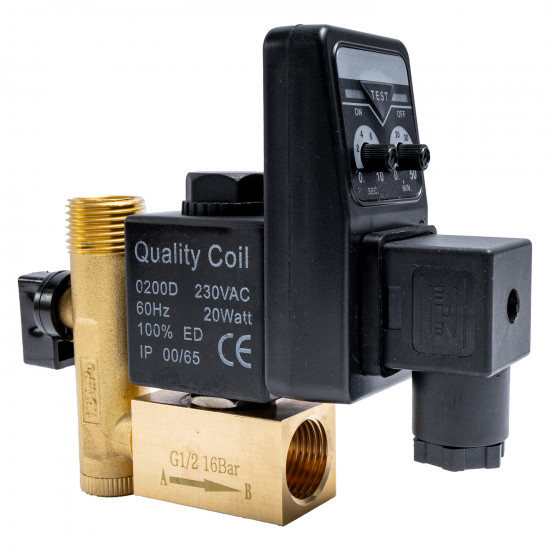 Comp. Auto Drain Valve Solenoid 1/2' 220v Brass Comp. Auto Drain Valve Solenoid 1/2' 220v Brass