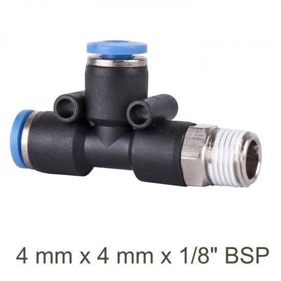 Pu Hose Fitting Tee 4mm X 4mm X 1/8'm Pu Hose Fitting Tee 4mm X 4mm X 1/8'm