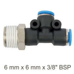 Pu Hose Fitting Tee 6mm X 6mm X 3/8'm