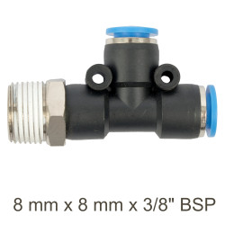 Pu Hose Fitting Tee 8mm X 8mm X 3/8'm