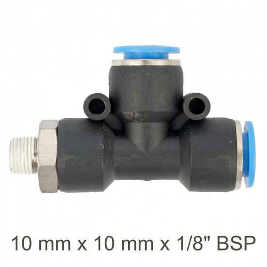 Pu Hose Fitting Tee 10mm X 10mm X 1/8'm Pu Hose Fitting Tee 10mm X 10mm X 1/8'm