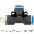 Pu Hose Fitting Tee 12mm X 12mm X 1/4'm