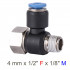 Pu Hose Fitting Tee 4mm X 1/8'f X 1/8'm