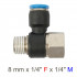 Pu Hose Fitting Tee 8mm X 1/4'f X 1/4'm