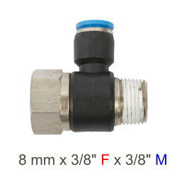 Pu Hose Fitting Tee 8mm X 3/8'f X 3/8'm