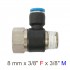 Pu Hose Fitting Tee 8mm X 3/8'f X 3/8'm