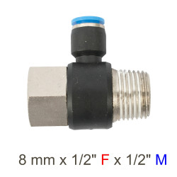 Pu Hose Fitting Tee 8mm X 1/2'f X 1/2'm