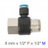 Pu Hose Fitting Tee 8mm X 1/2'f X 1/2'm