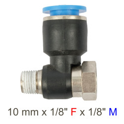 Pu Hose Fitting Tee 10mm X 1/8'f X 1/8'm