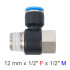 Pu Hose Fitting Tee 12mm X 1/2'f X 1/2'm