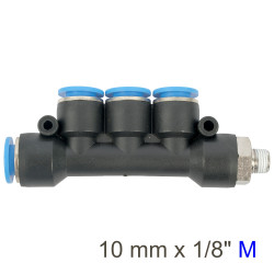 Pu Hose Fitting Manifold 4 X 10mm Port X 1/8'm