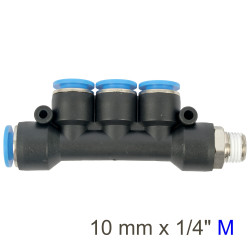 Pu Hose Fitting Manifold 4 X 10mm Port X 1/4'm