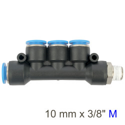 Pu Hose Fitting Manifold 4 X 10mm Port X 3/8'm