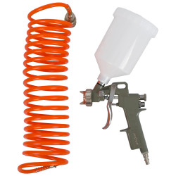 Grav Feed Spray Gun 1.5mm Nozzle With 5m Spiral Hose