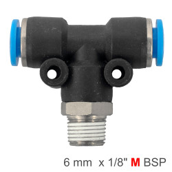 Pu Hose Fitting Tee 6mm-1/8 M