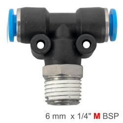 Pu Hose Fitting Tee 6mm-1/4 M