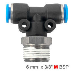 Pu Hose Fitting Tee 6mm-3/8 M