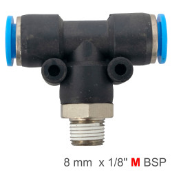 Pu Hose Fitting Tee 8mm-1/8 M