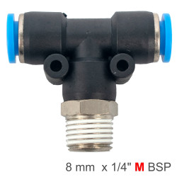 Pu Hose Fitting Tee 8mm-1/4 M