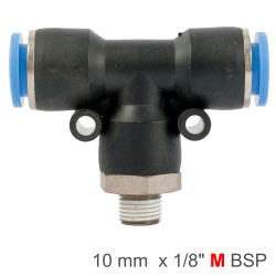 Pu Hose Fitting Tee 10mm-1/8 M